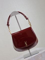 YSL Mini Voltaire Top Handle Bag In Patent Red - 21x17.5x8cm - 5
