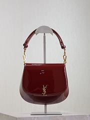 YSL Mini Voltaire Top Handle Bag In Patent Red - 21x17.5x8cm - 6