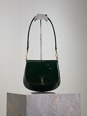 YSL Mini Voltaire Top Handle Bag In Patent Green - 21x17.5x8cm - 5