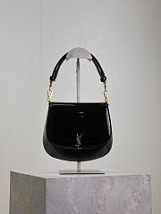 YSL Mini Voltaire Top Handle Bag In Patent Black - 21x17.5x8cm - 1