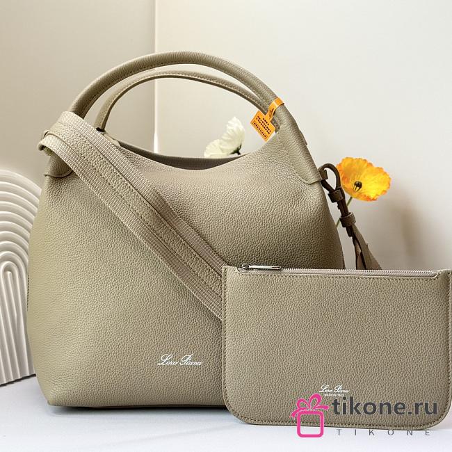 Loro Piana Large Bale Bag Grained Calfskin Beige - 27x24x20cm - 1