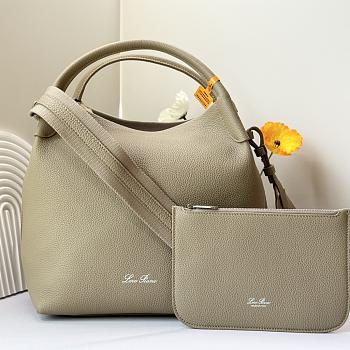 Loro Piana Large Bale Bag Grained Calfskin Beige - 27x24x20cm