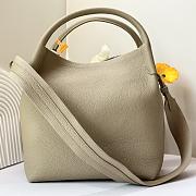 Loro Piana Large Bale Bag Grained Calfskin Beige - 27x24x20cm - 2