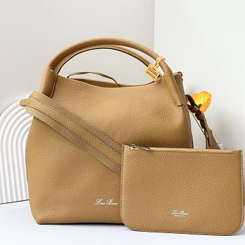 Loro Piana Large Bale Bag Grained Calfskin Brown - 27x24x20cm