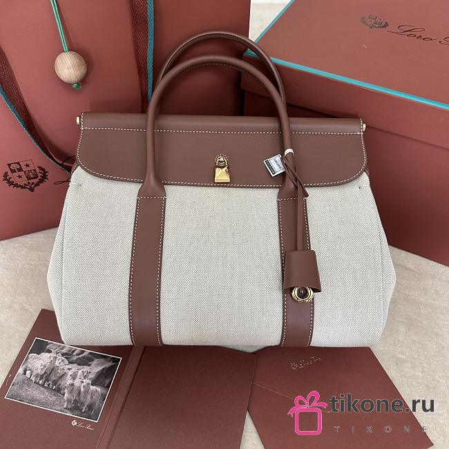 Loro Piana Loom bag L32 Cotton Linen Natural/Caramel Sugar/Sun Gold (B4NE) - 33x23x18cm - 1