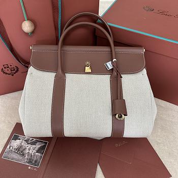 Loro Piana Loom bag L32 Cotton Linen Natural/Caramel Sugar/Sun Gold (B4NE) - 33x23x18cm