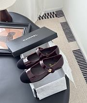 Chanel Mary Janes Pantent & Velvet Burgundy Black  - 4