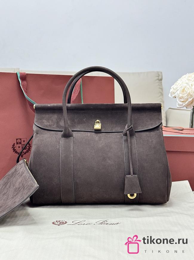 Loro Piana Loom Bag L32 Calfskin Dark Chocolate (H11B) - 32x24x17cm - 1