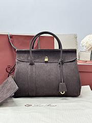 Loro Piana Loom Bag L32 Calfskin Dark Chocolate (H11B) - 32x24x17cm - 1