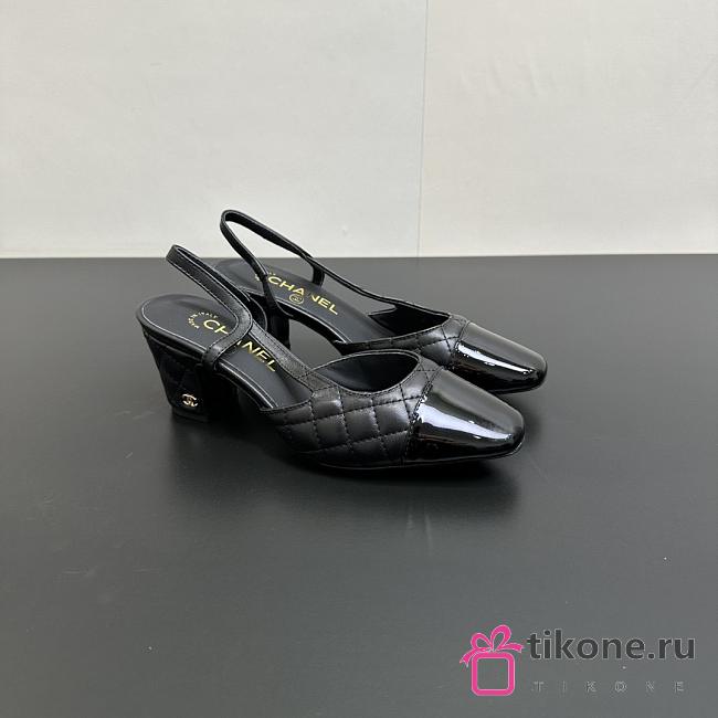 Chanel Slingbacks Lambskin & Patent Calfskin Black 65mm - 1