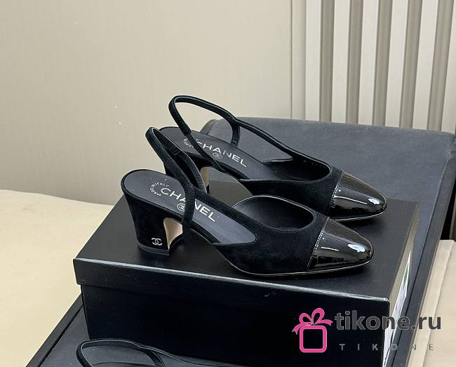 Chanel Slingbacks Velvet & Patent Calfskin Black 65mm - 1