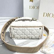 Dior Lady D-Lite Medium Bag Lambskin Wool Unbleached Caning Beige - 24x21x12cm  - 6