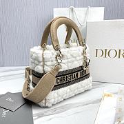 Dior Lady D-Lite Medium Bag Lambskin Wool Unbleached Caning Beige - 24x21x12cm  - 2