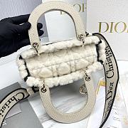 Dior Lady D-Lite Medium Bag Lambskin Wool Unbleached Caning White - 24x21x12cm  - 4
