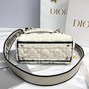 Dior Lady D-Lite Medium Bag Lambskin Wool Unbleached Caning White - 24x21x12cm  - 2