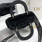 Dior Lady D-Lite Medium Bag Lambskin Wool Unbleached Caning Black - 24x21x12cm  - 6