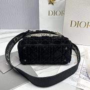 Dior Lady D-Lite Medium Bag Lambskin Wool Unbleached Caning Black - 24x21x12cm  - 4