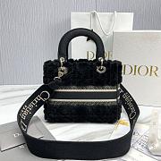 Dior Lady D-Lite Medium Bag Lambskin Wool Unbleached Caning Black - 24x21x12cm  - 2