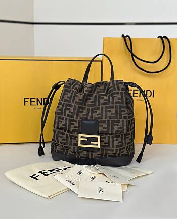 Fendi Backpack Brown FF Jacquard Fabric Backpack - 26x23x12cm