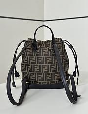 Fendi Backpack Brown FF Jacquard Fabric Backpack - 26x23x12cm - 2