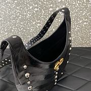 Valentino Garavani Hoboho Small Hobo Bag In Chevron Patterned Nappa Leather Black - 28x21.5x3cm  - 3