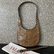 Valentino Garavani Hoboho Small Hobo Bag In Chevron Patterned Nappa Leather Brown - 28x21.5x3cm  - 1