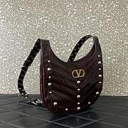 Valentino Garavani Hoboho Small Hobo Bag In Chevron Patterned Nappa Leather Burgundy - 28x21.5x3cm  - 6