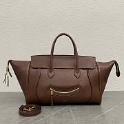 Celine Medium Smiling New Luggage In Supple Shiny Lambskin Deep Brown - 36x22x16cm - 5