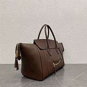 Celine Medium Smiling New Luggage In Supple Shiny Lambskin Deep Brown - 36x22x16cm - 4