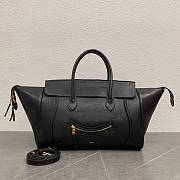 Celine Medium Smiling New Luggage In Supple Shiny Lambskin Black - 36x22x16cm - 6