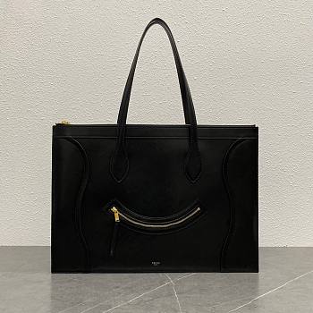 Celine Flat Cabas New Luggage In Glossy Calfskin Black - 44.5x31.5x0.5cm