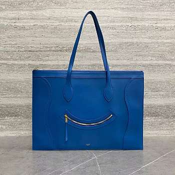 Celine Flat Cabas New Luggage In Glossy Calfskin Blue - 44.5x31.5x0.5cm