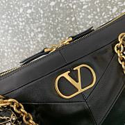 Valentino Garavani Panthea Shoulder Bag In Nappa Leather With Chevron Pattern Black - 33x19.5x9cm - 4
