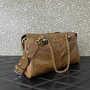 Valentino Garavani Panthea Shoulder Bag In Nappa Leather With Chevron Pattern Brown - 33x19.5x9cm - 5