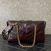 Valentino Garavani Panthea Shoulder Bag In Nappa Leather With Chevron Pattern Burgundy - 33x19.5x9cm - 2