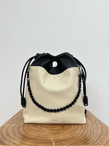 Loewe Flamenco Purse Tote In Mellow Nappa Lambskin Light Ghost/Black - 38x29x9cm