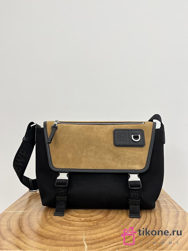 Loewe Medium Flex Messenger In Canvas And Suede Black/ Dark Gold - 38x27x9.5cm - 1