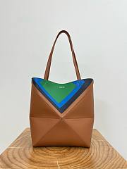 Loewe Medium Puzzle Fold Tote in Nappa Calfskin Caramel/Bright Green - 31x24.5x15cm - 6