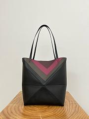 Loewe Medium Puzzle Fold Tote in Nappa Calfskin Black/Burgundy - 31x24.5x15cm - 5