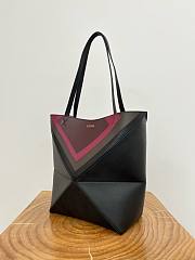 Loewe Medium Puzzle Fold Tote in Nappa Calfskin Black/Burgundy - 31x24.5x15cm - 4