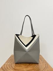 Loewe Medium Puzzle Fold Tote in Nappa Calfskin Grey/Light Ghost - 31x24.5x15cm - 6