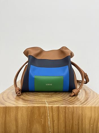 Loewe Small Puzzle Bag In Nappa Calfskin Caramel/Bright Green - 24x16.5x10.5cm