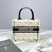 Small Dior Book Tote Lambskin Wool Unbleached Caning White - 26.5x22x14cm - 1