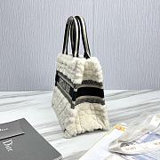 Small Dior Book Tote Lambskin Wool Unbleached Caning White - 26.5x22x14cm - 6