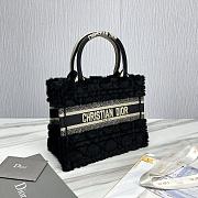 Small Dior Book Tote Lambskin Wool Unbleached Caning Black - 26.5x22x14cm - 3