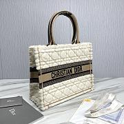 Meidum Dior Book Tote Lambskin Wool Unbleached Caning Beige - 36.5x28x16.5cm - 6
