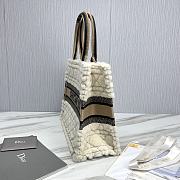 Meidum Dior Book Tote Lambskin Wool Unbleached Caning Beige - 36.5x28x16.5cm - 3