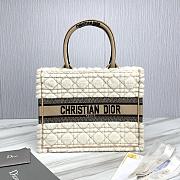 Meidum Dior Book Tote Lambskin Wool Unbleached Caning Beige - 36.5x28x16.5cm - 2