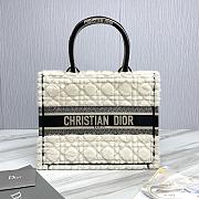 Meidum Dior Book Tote Lambskin Wool Unbleached Caning White - 36.5x28x16.5cm - 1