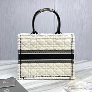 Meidum Dior Book Tote Lambskin Wool Unbleached Caning White - 36.5x28x16.5cm - 6